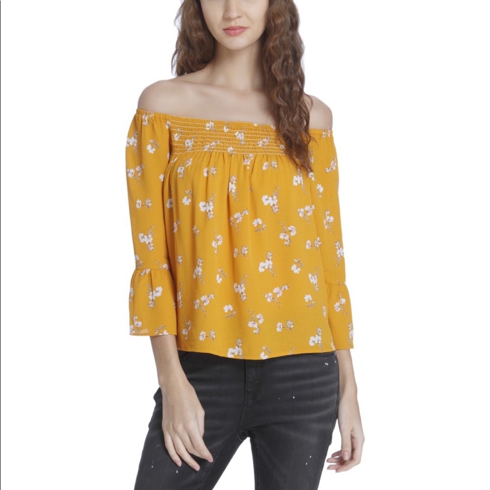 Only bell sleeve women yellow top